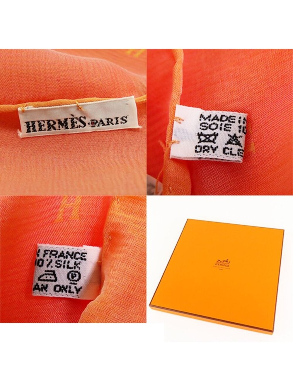 Hermes Muslin Shawl Orange Silk Scarf - Picture 9 of 9